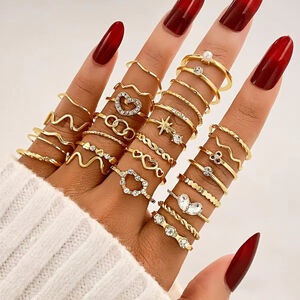 29PCS Gold Fashion Stackable Ring Set for Women NWT